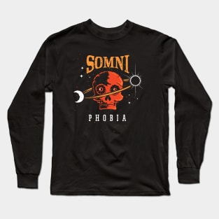 Retro Somniphobia Fear of Sleep Skull Long Sleeve T-Shirt